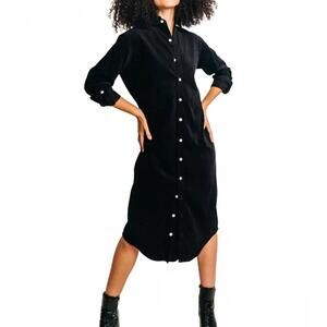 NEW EMILY PHILLIPS tencel midi shirtdress in black
